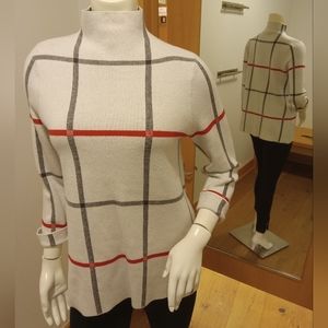 Tahari mock neck cuff sleeved sweater, M